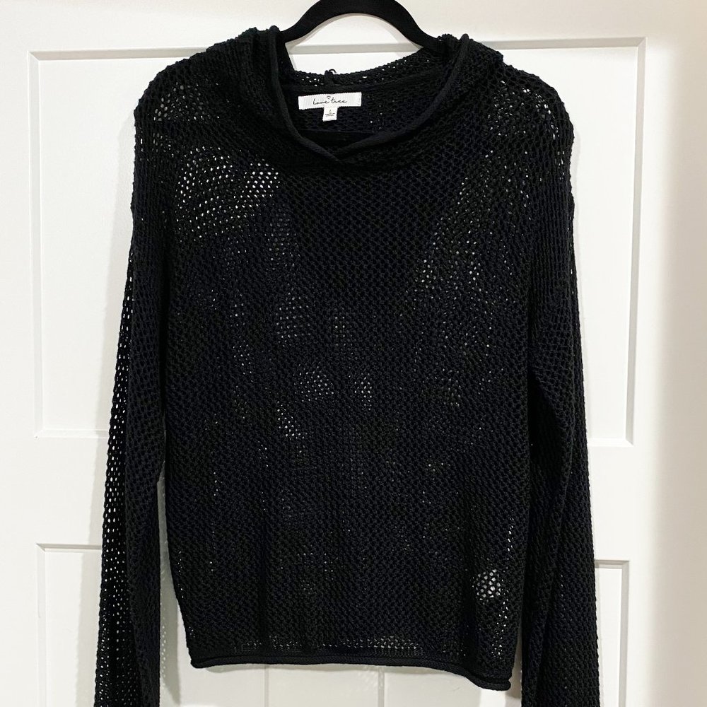Black Mesh Hooded Sweatshirt NWOT